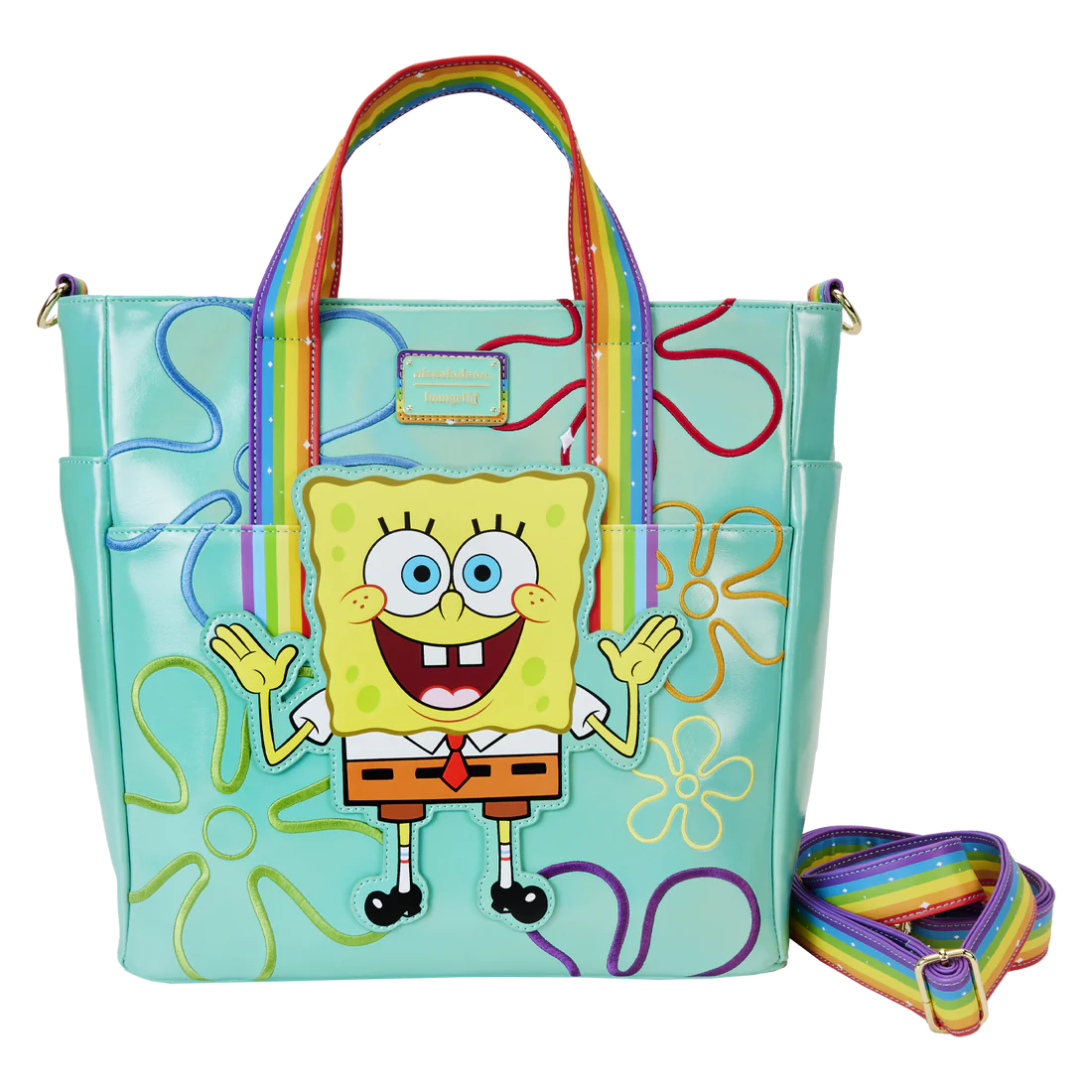 Loungefly Nickelodeon Spongebob 25th Anniversary Iridescent Convertible Tote Backpack Bag