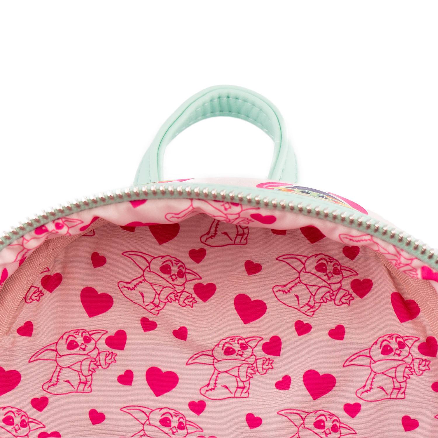 Loungefly Star Wars Grogu Valentines Mini Backpack with All - Over Heart Print