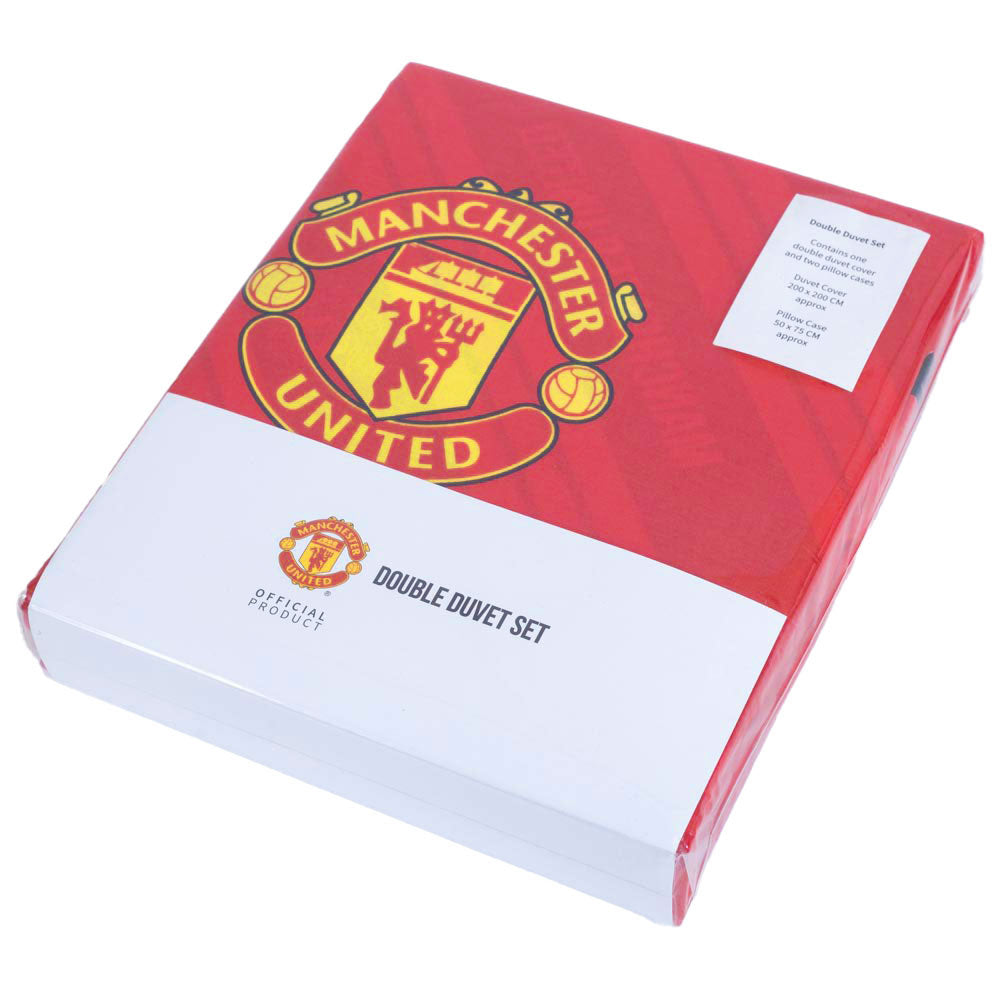 Manchester United Football Club Core Stripe Reversible Double Bed Duvet Set