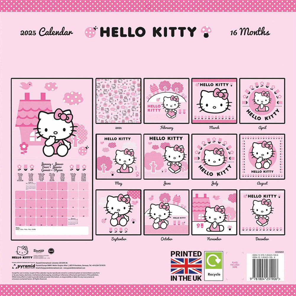 2025 Hello Kitty Decorative Square Wall Calendar