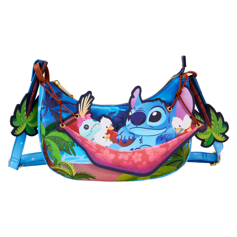 Loungefly Disney Stitch Camping Cuties Adjustable Hammock Vegan Leather Crossbody Bag