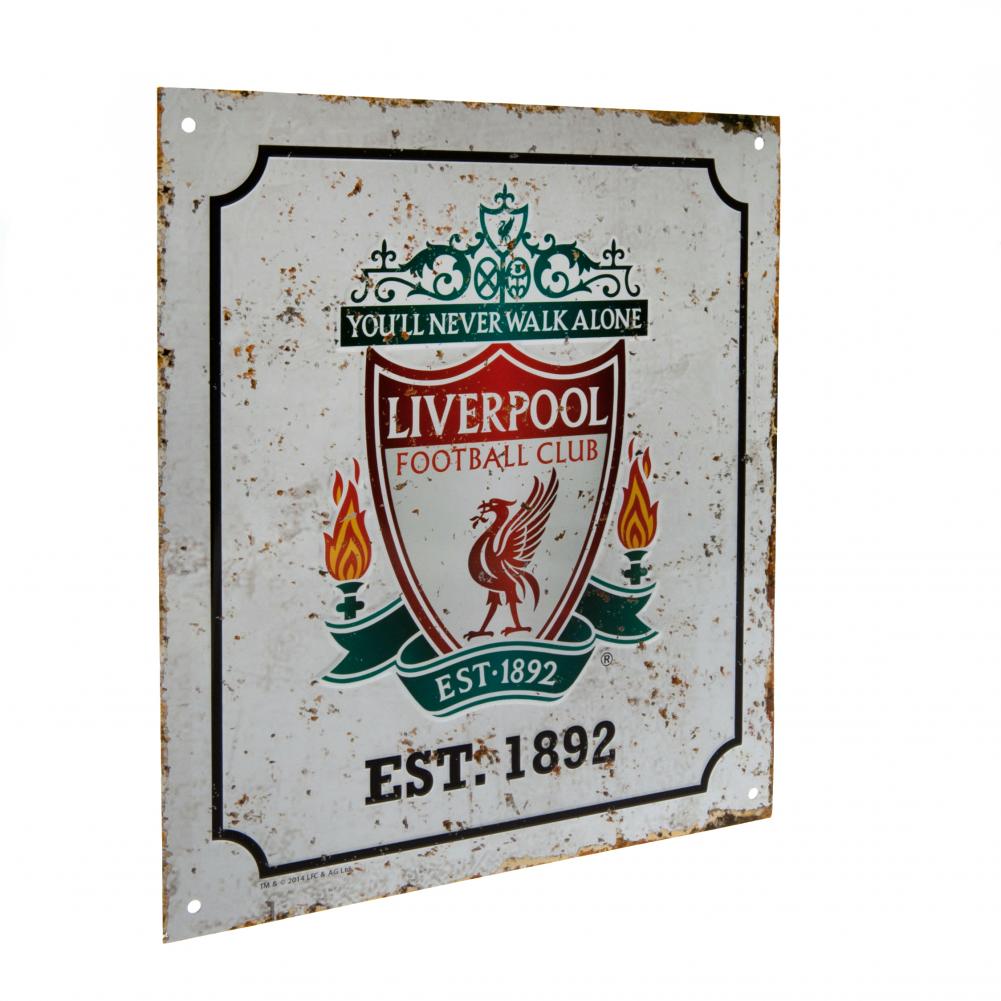 Retro-style Stamped Metal Liverpool FC Logo Wall Sign