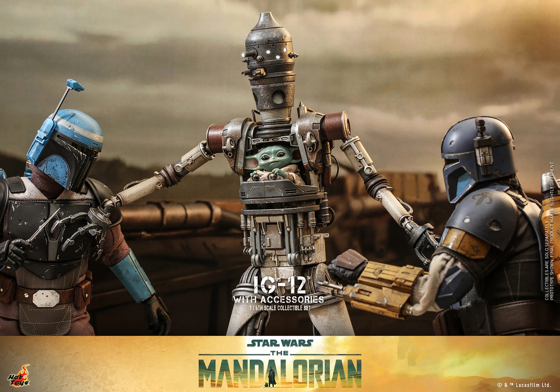 Hot Toys 1/6 Scale Mandalorian IG-12, Grogu & Accessories Collectible Set
