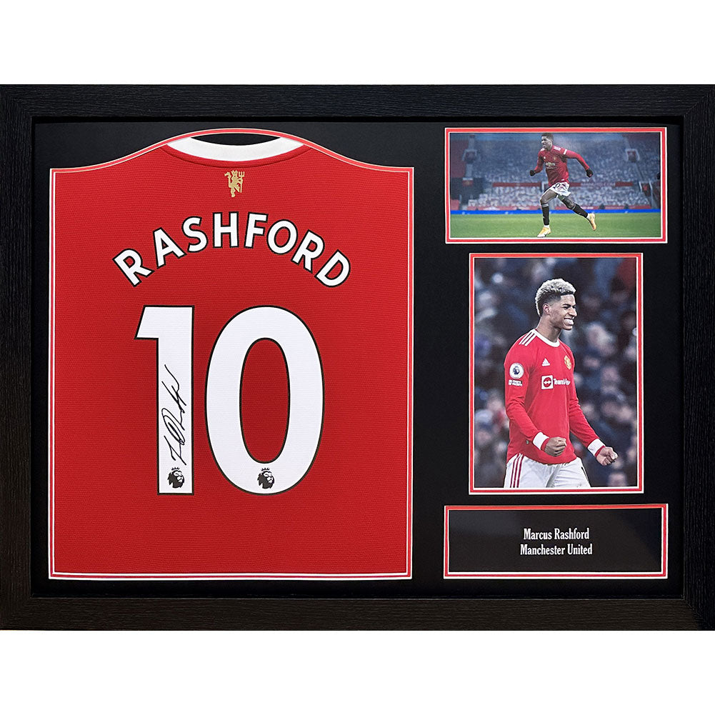 Framed Marcus Rashford Autographed Manchester United FC Replica Shirt (2021 - 2022 Season)