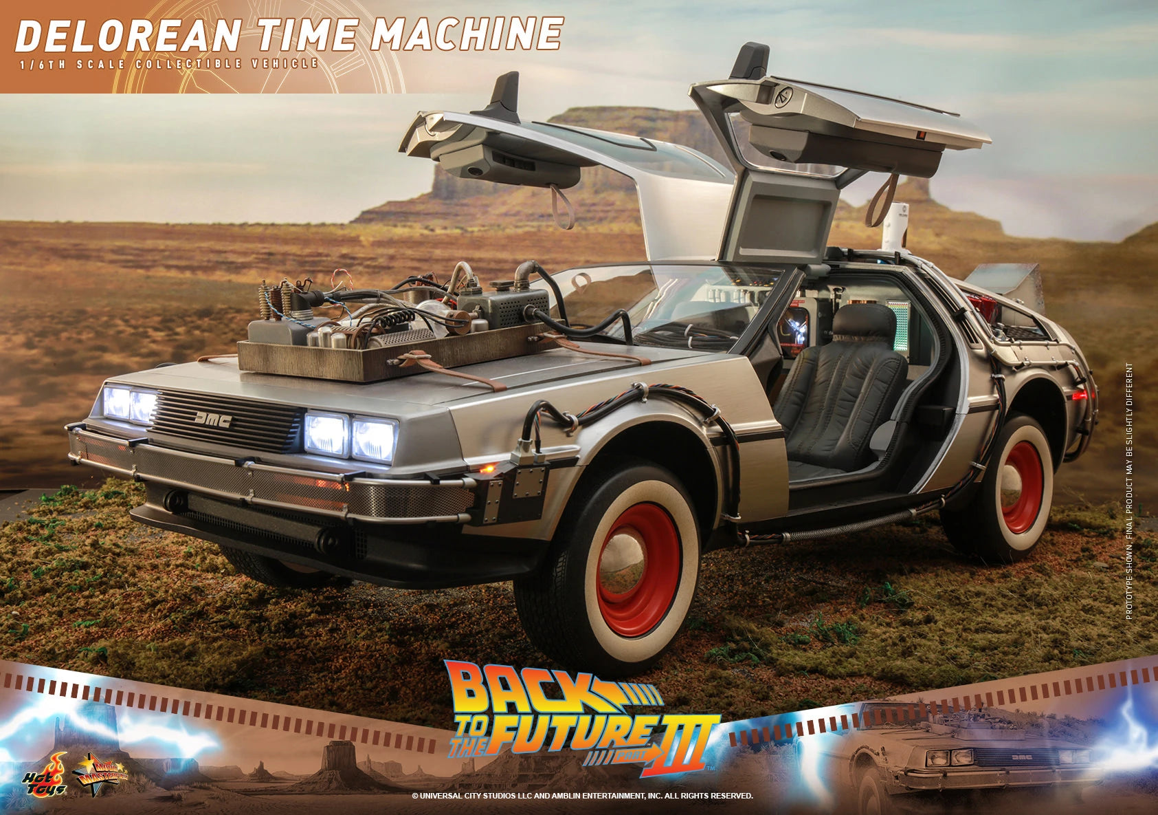 Hot Toys 1/6th Scale Back to the Future Part III DeLorean Time Machine Collectible