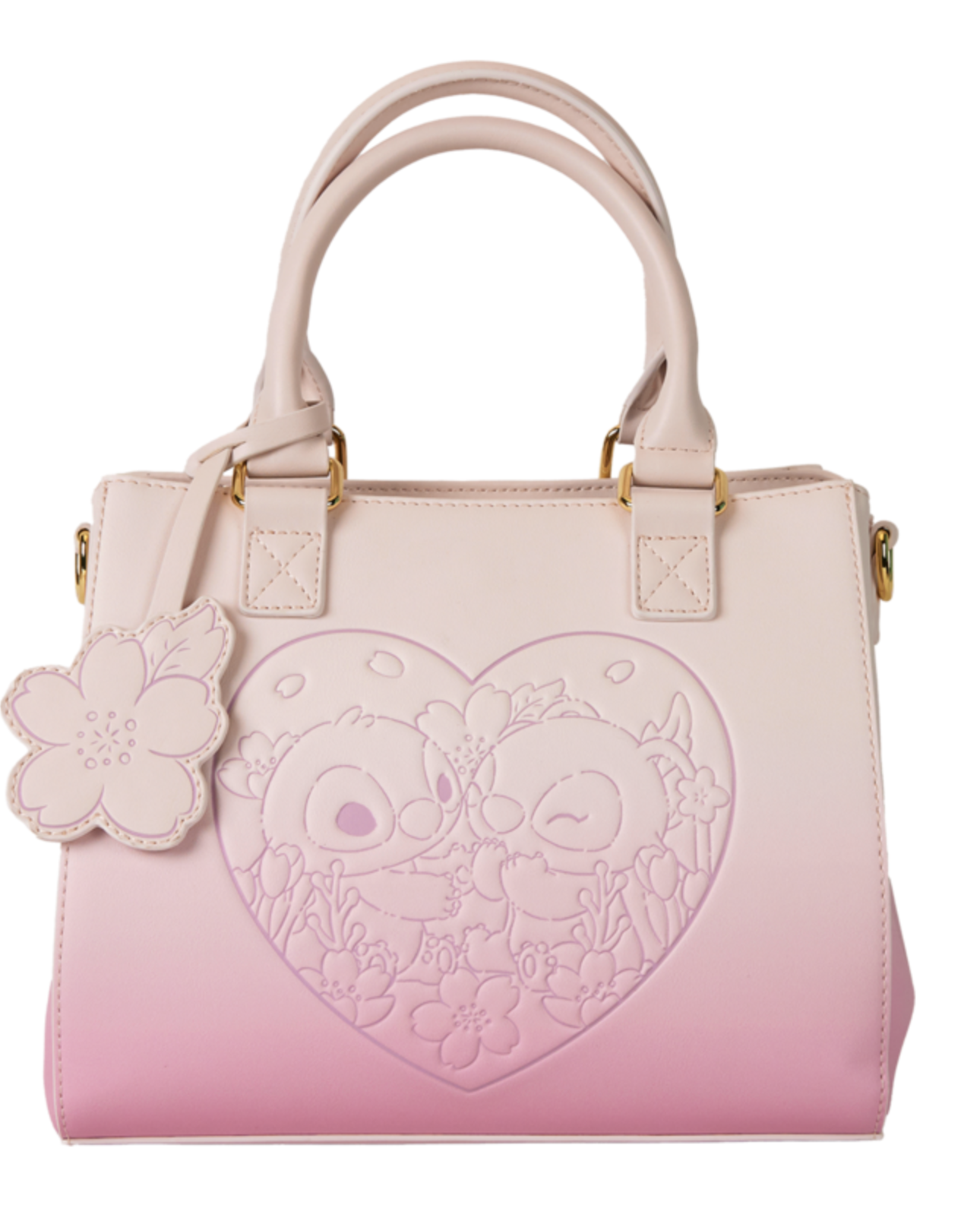 Loungefly Disney Soft Pink Stitch and Angel Adjustable Crossbody Bag