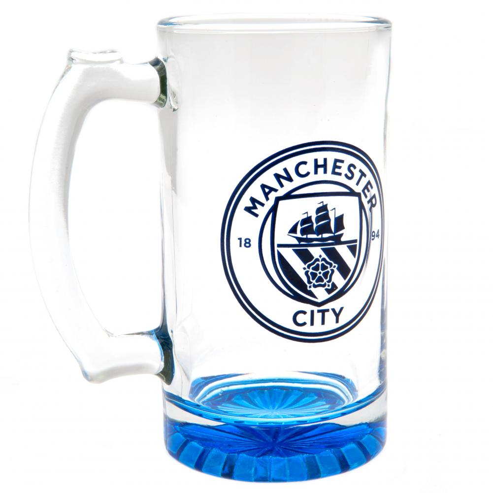 Authentic Manchester City Football Club Glass Stein Tankard for Fans