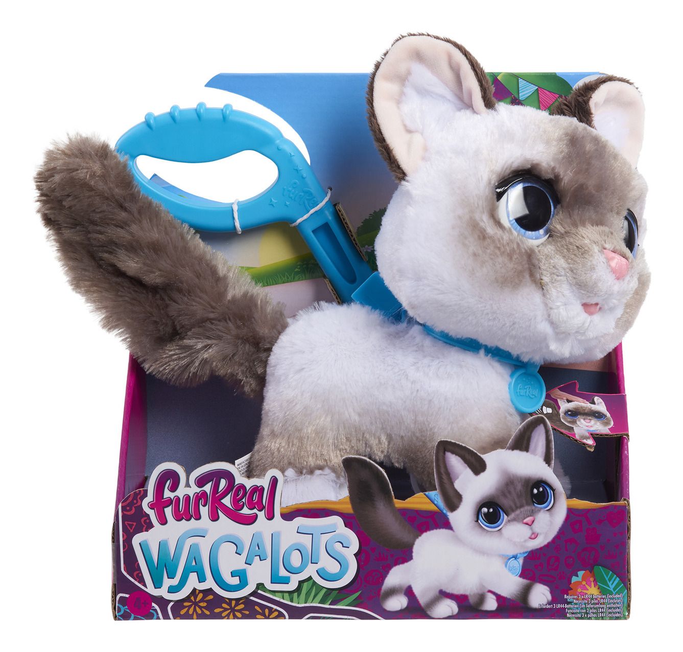FurReal Interactive Wagging Kitty Toy - Gray and White Ragdoll Style