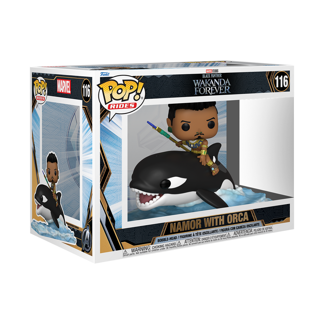 Marvel Black Panther Wakanda Forever Namor on Orca Cool Funko Pop! Ride Collectible