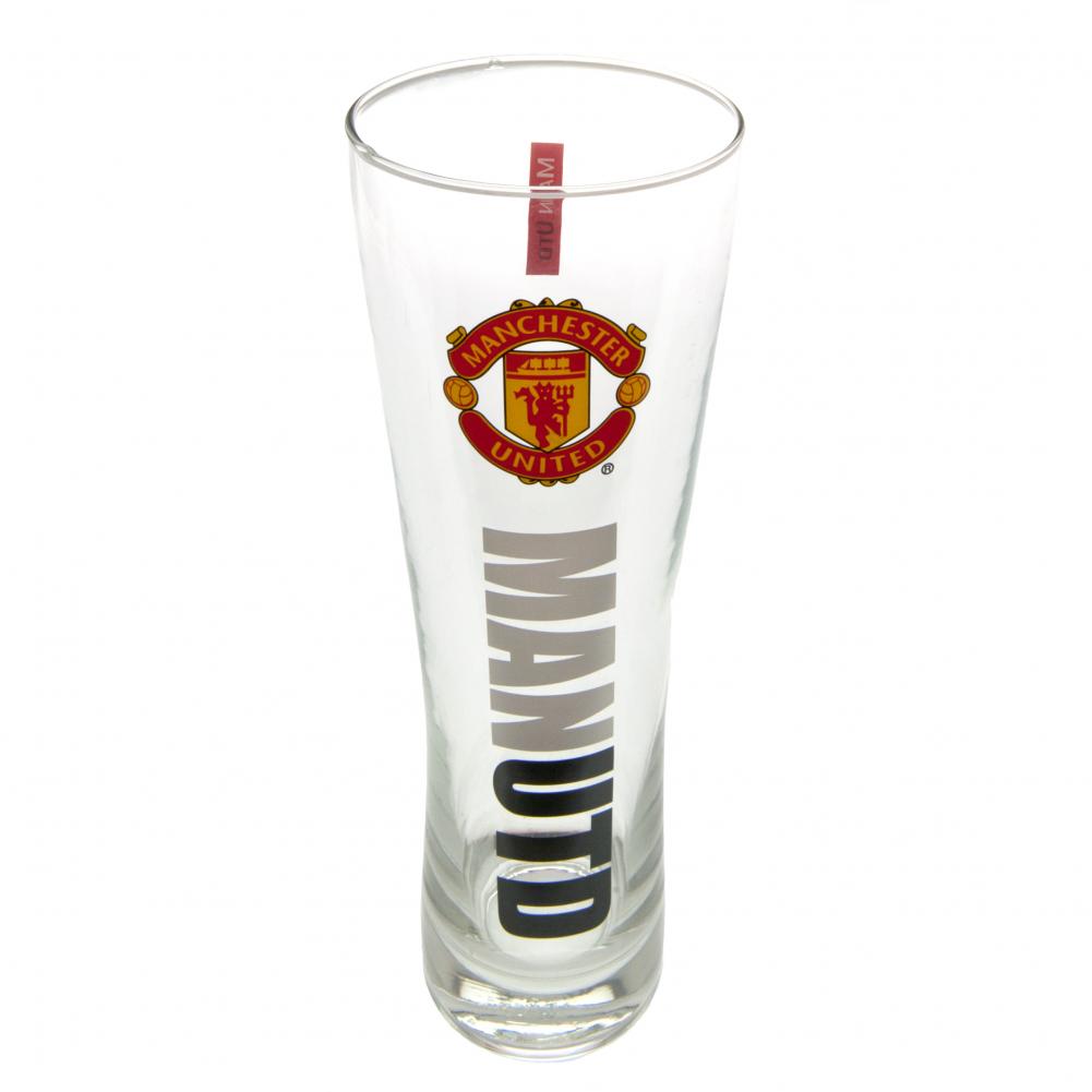 Tall Manchester United FC Pilsner - Style Beer Glass with Club Crest