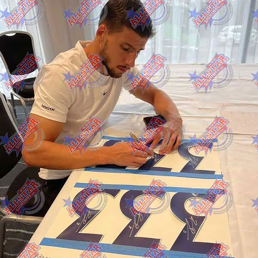 Framed Authentic Manchester City FC Home Replica Shirt Hand-Signed by Ruben Dias