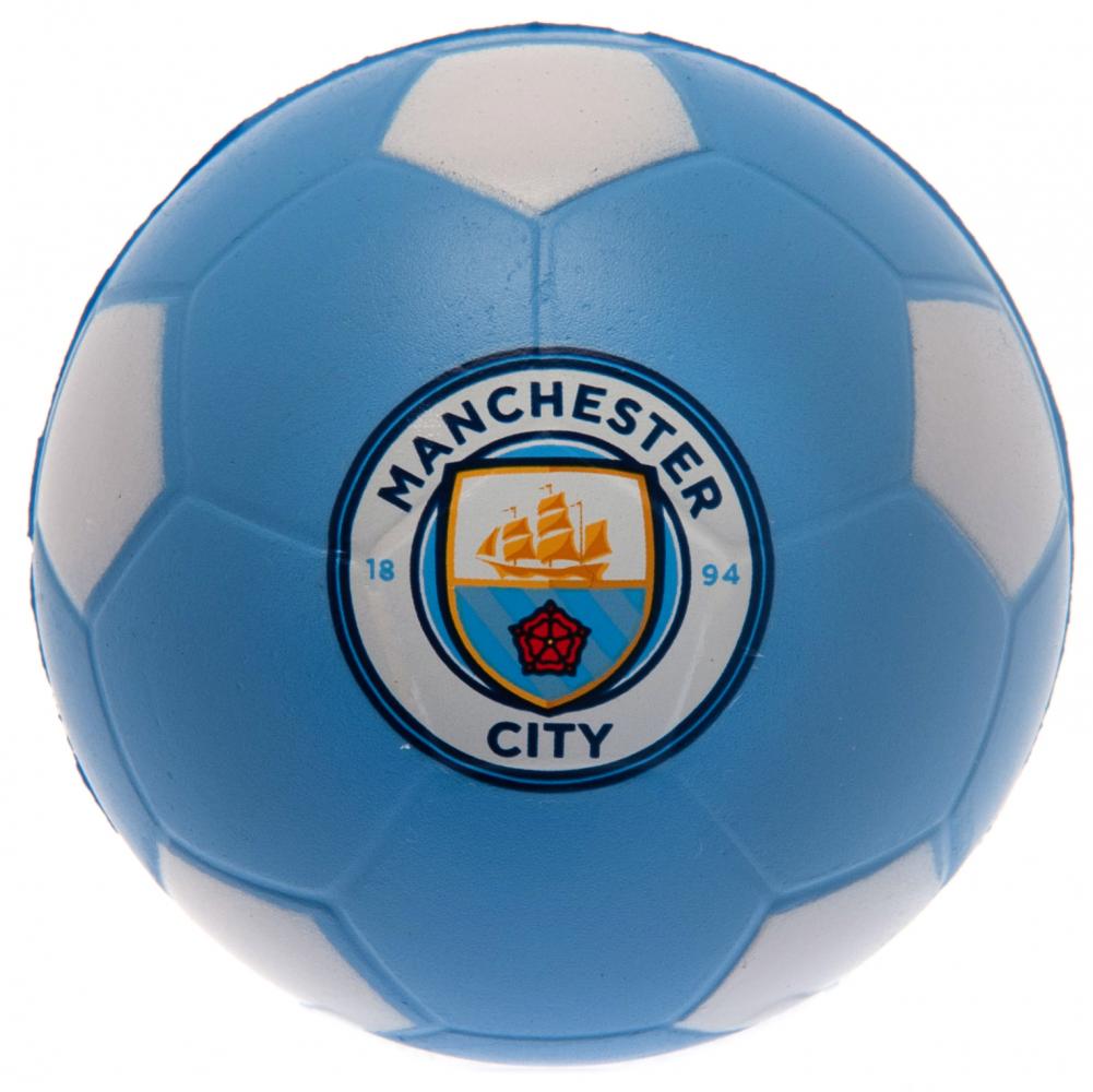Sky - Blue and White Manchester City FC PU Foam Stress Ball with Full - Colour Crest