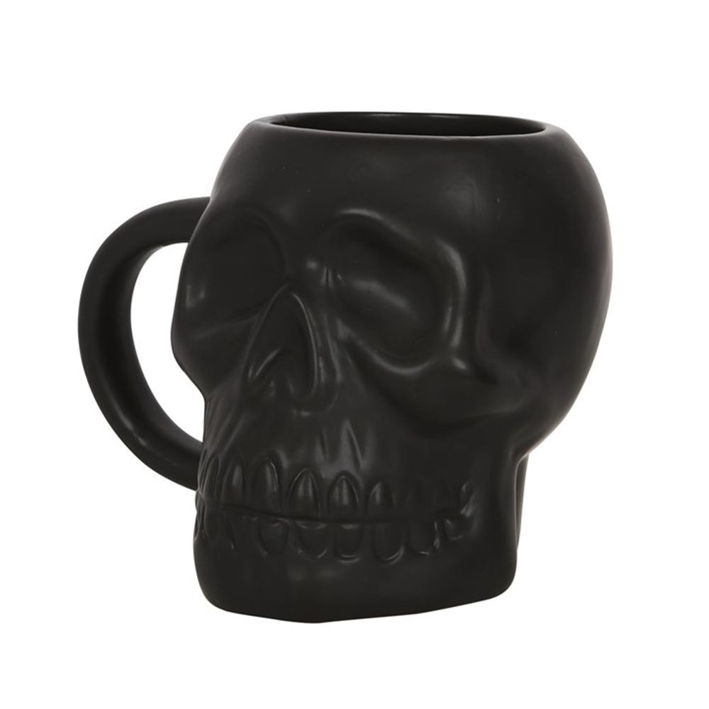 Matte Finish Black Decorative Skull-shaped Coffee Mug for Collections