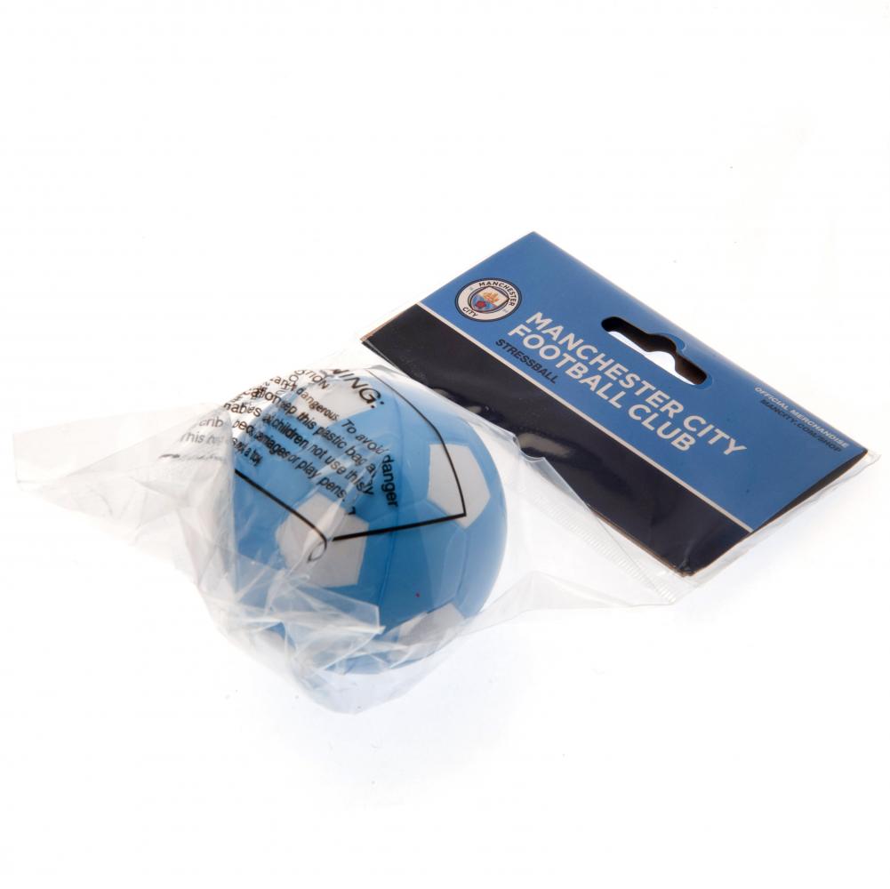 Sky - Blue and White Manchester City FC PU Foam Stress Ball with Full - Colour Crest