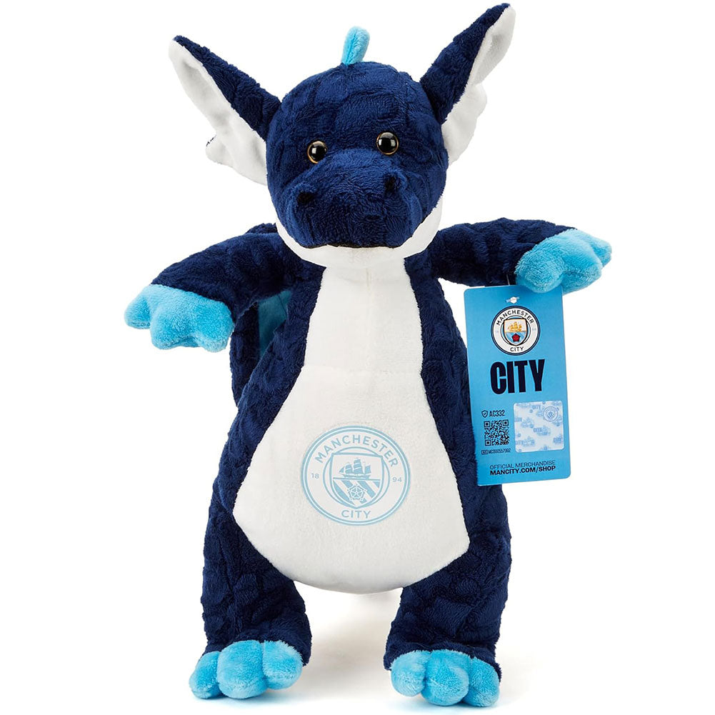Navy and White Standing Manchester City FC Plush Dragon Toy