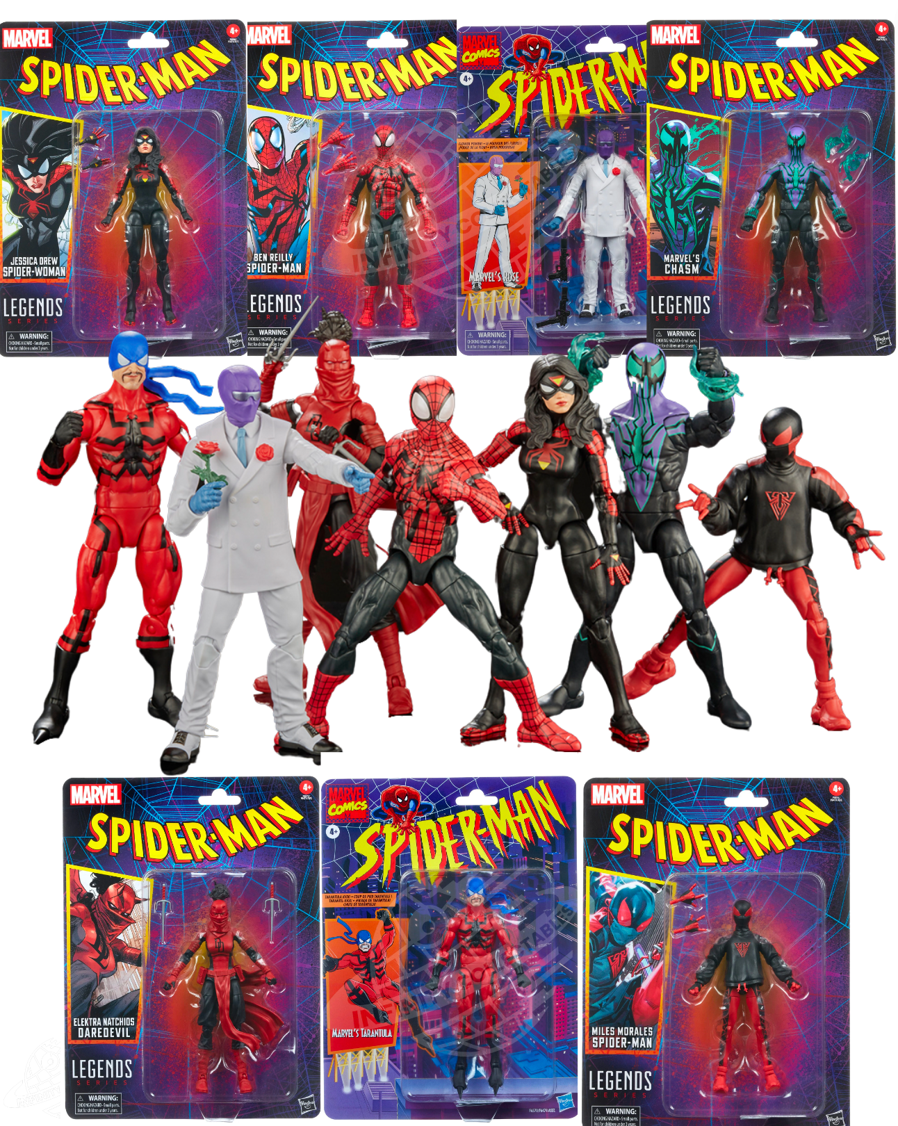 Complete 7-Piece Bundle of Retro Marvel Legends Spider-Man Figures