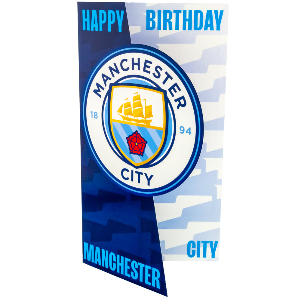 Colorful Glossy Manchester City FC Crest Fold - Out Birthday Card