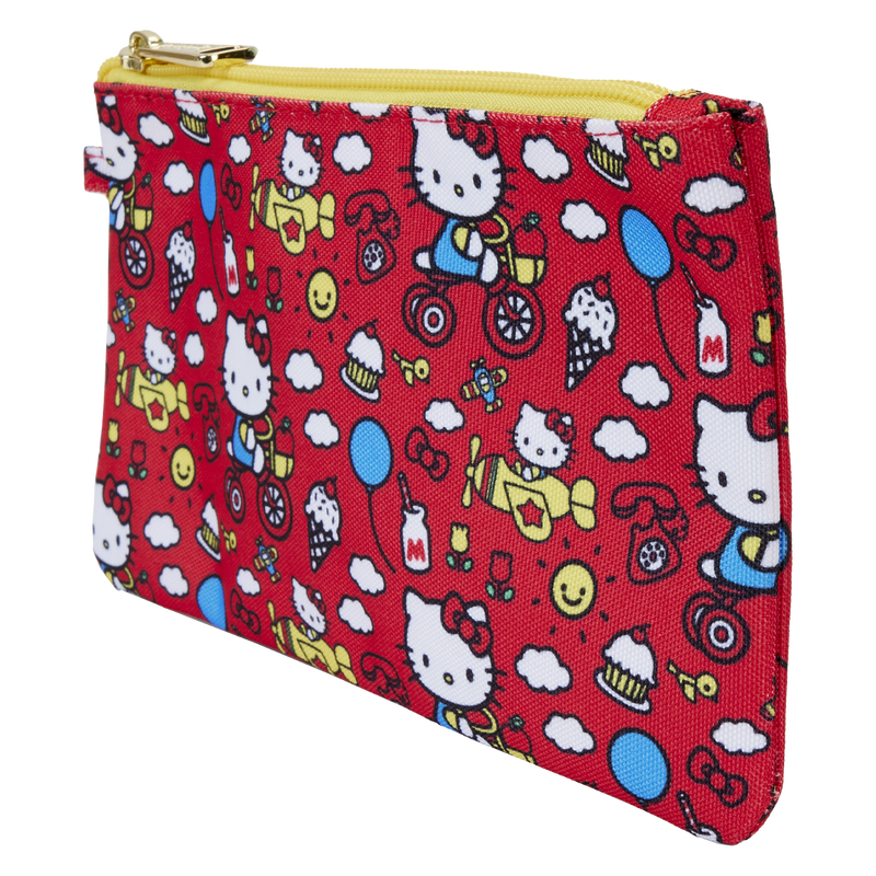 Loungefly Sanrio Hello Kitty 50th Anniversary All-Over Print Nylon Zipper Pouch Wristlet Wallet for Fashionable Storage