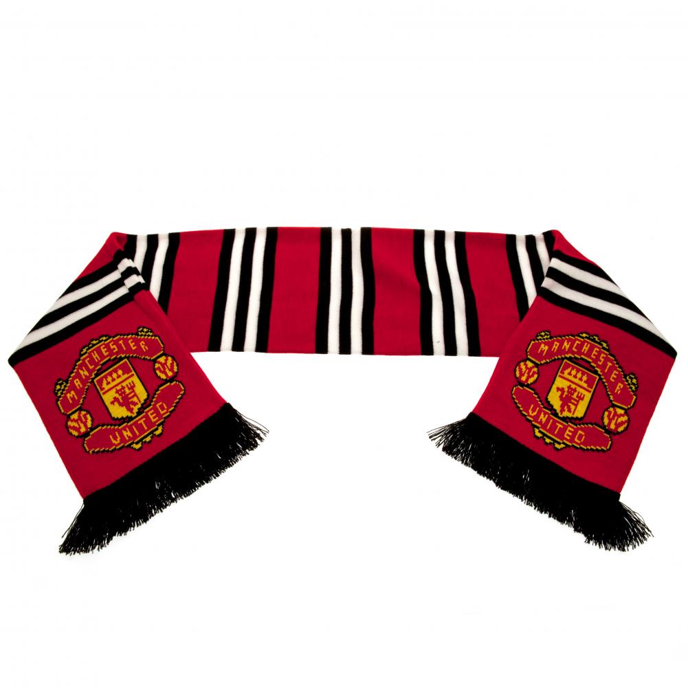 Stylish Jacquard Knit Manchester United FC Scarf in Red, White and Black