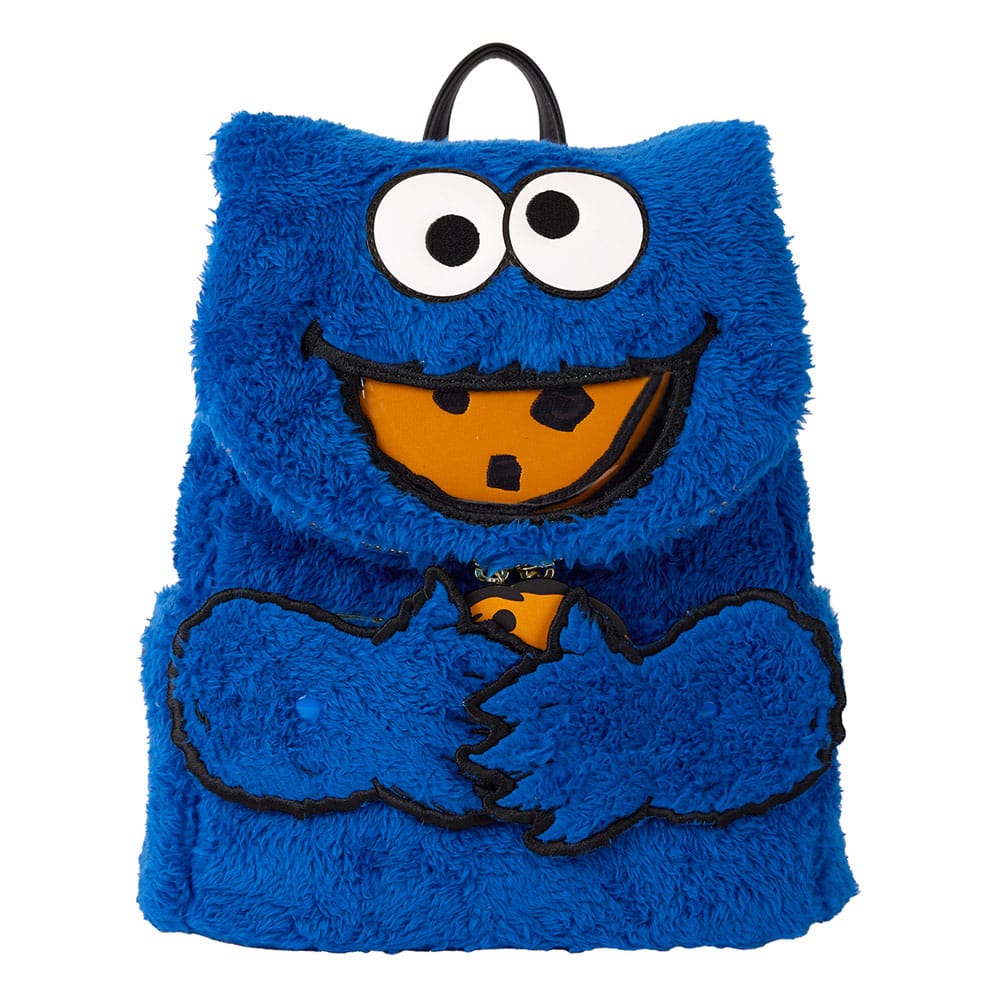 Loungefly Adorable Sesame Street Cookie Monster Fuzzy Plush Mini Backpack