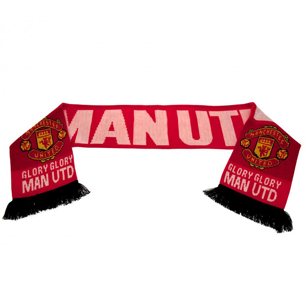 Official Manchester United Football Club Glory Glory Knitted Scarf for Fans