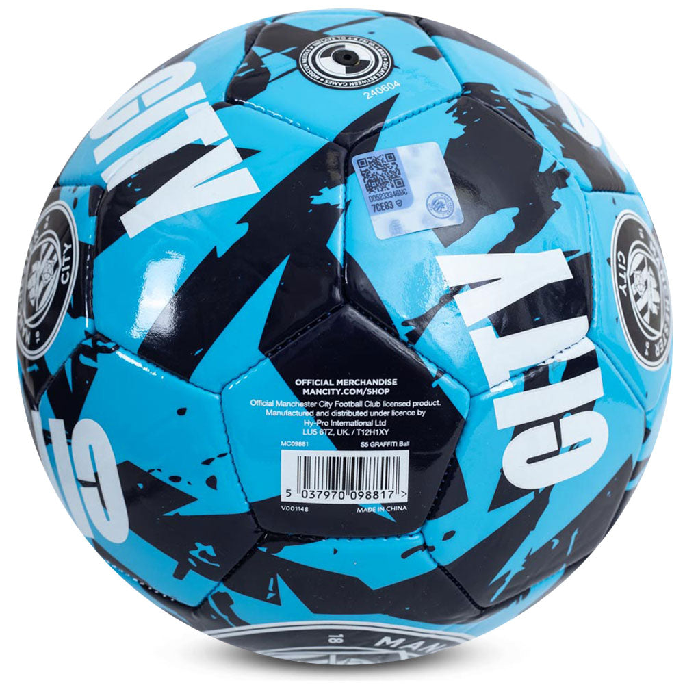 Manchester City FC Graffiti Style Blue PVC Football for Teens and Adults
