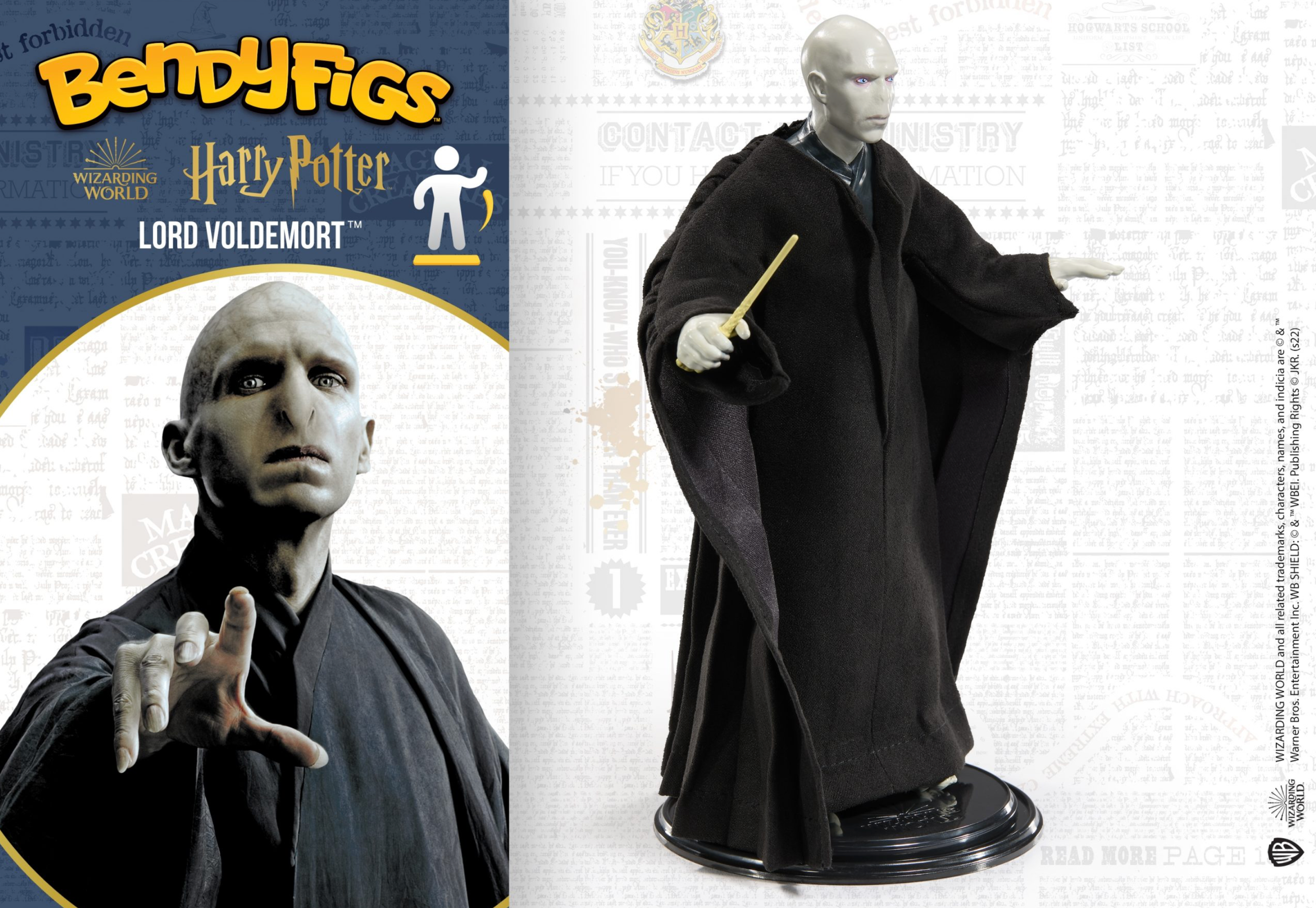 Authentic Bendable Lord Voldemort Figure from Harry Potter with Wand