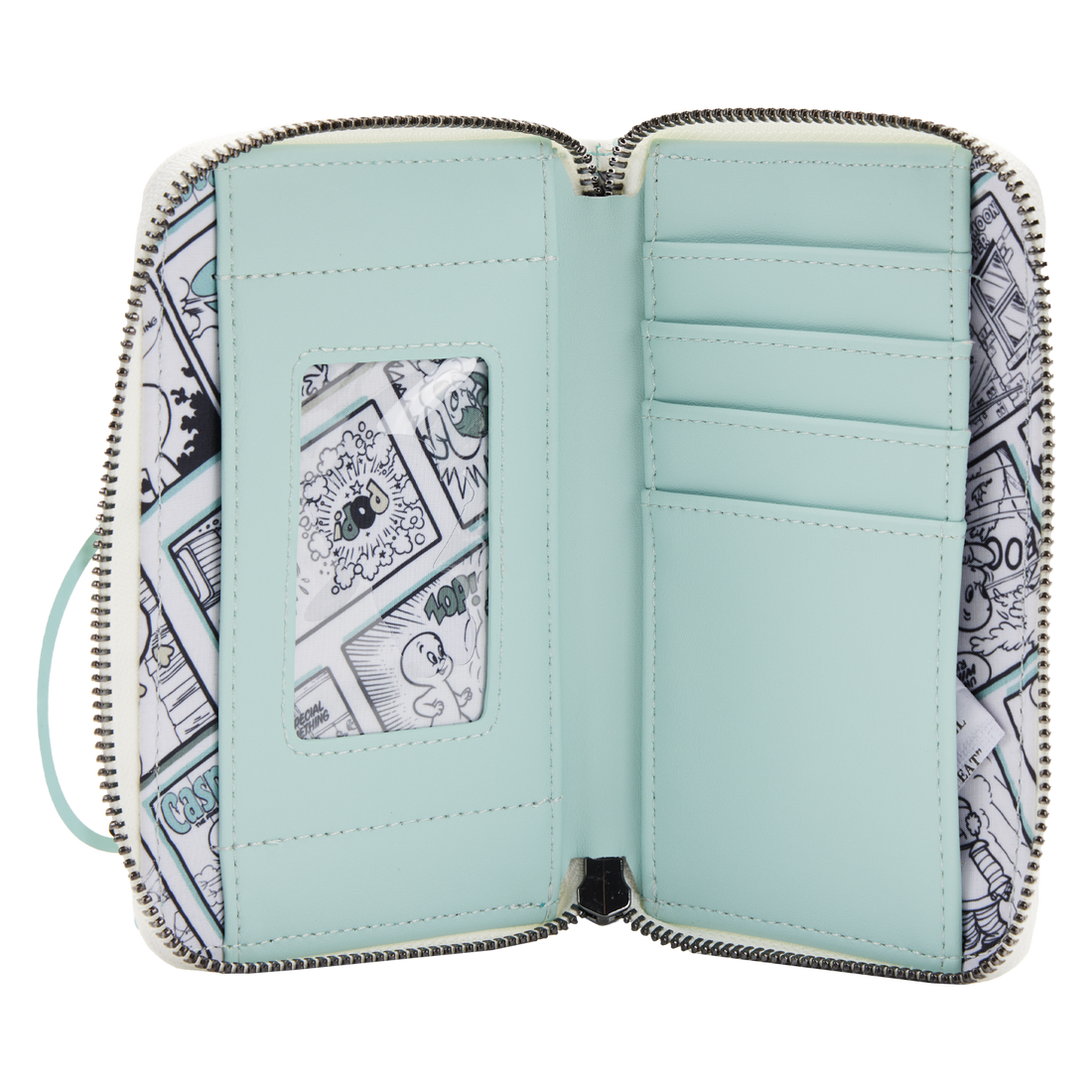 Loungefly Brand Universal Studios Licensed Zip Around Wallet Featuring Casper the Friendly Ghost and the Catchphrase 'Let's Be Friends'