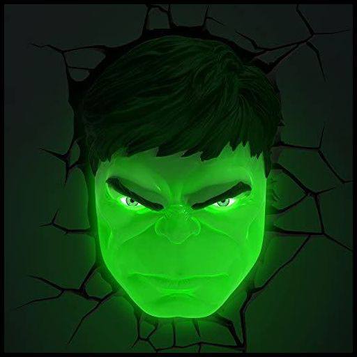 Marvel 3D Decorative Wall Light Featuring The Hulk's Face