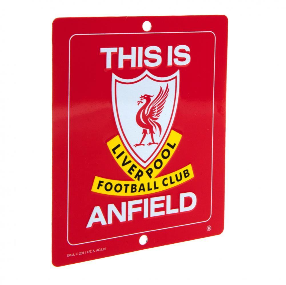 Vibrant Red Liverpool FC 'This Is Anfield' Stamped Metal Window Sign