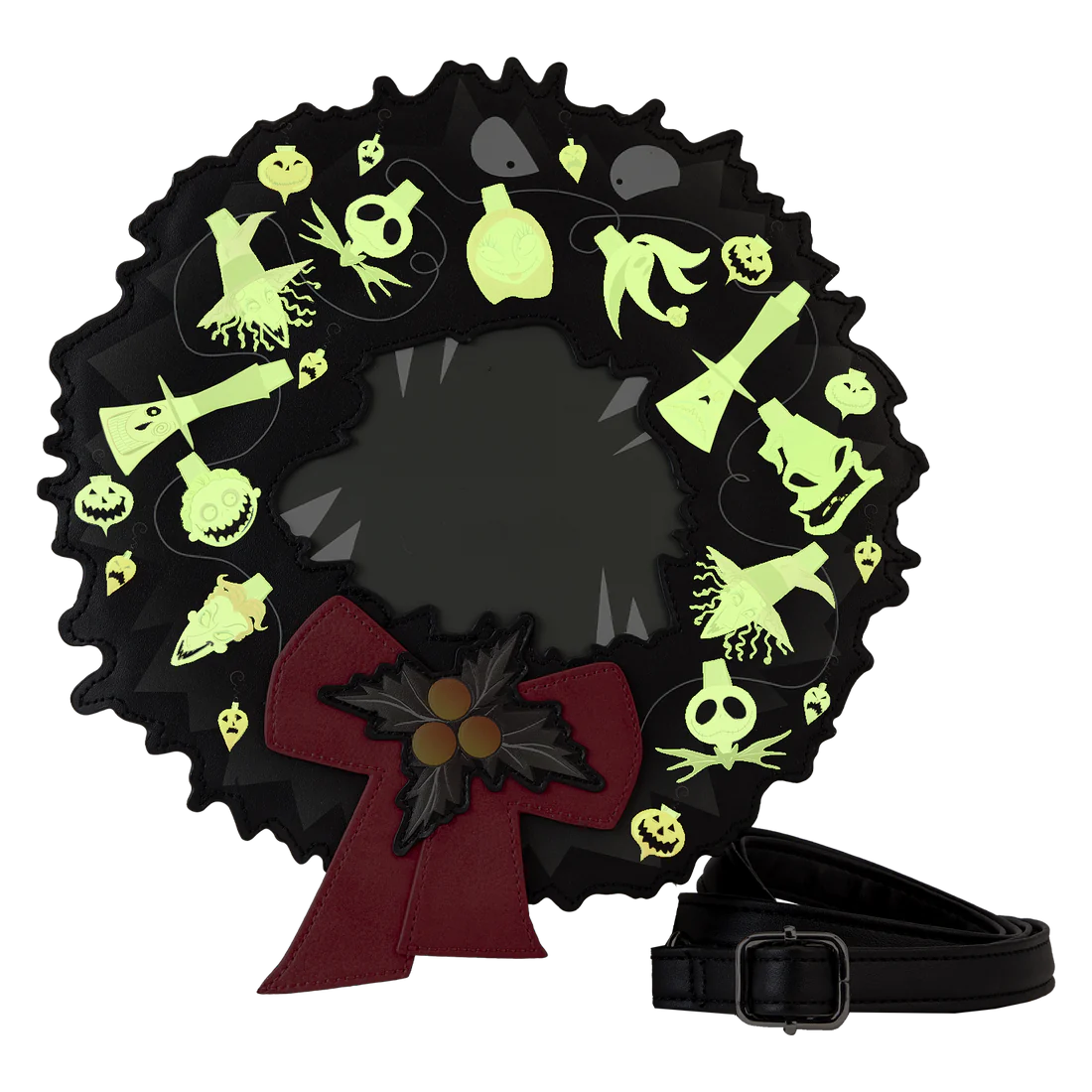 Loungefly Disney Nightmare Before Christmas Glow-in-the-Dark Wreath Crossbody Bag