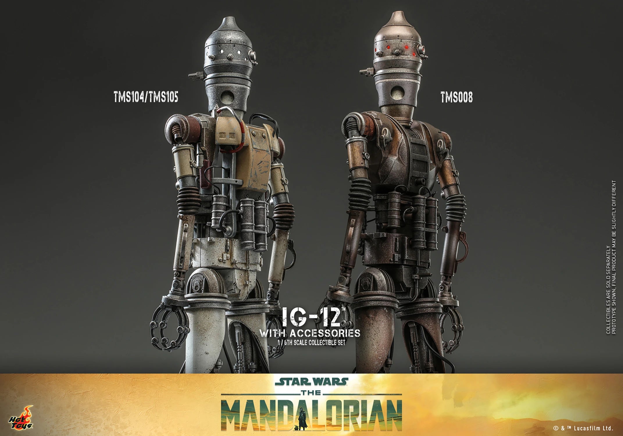 Hot Toys 1/6 Scale Mandalorian IG-12, Grogu & Accessories Collectible Set