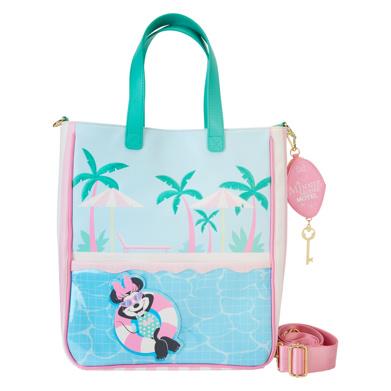 Loungefly Minnie Mouse Vacation-themed Tote Bag with Detachable Coin Purse