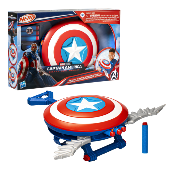 Marvel Studios Captain America's Brave New World Nerf Skyshot Toy Blaster for Boys and Girls