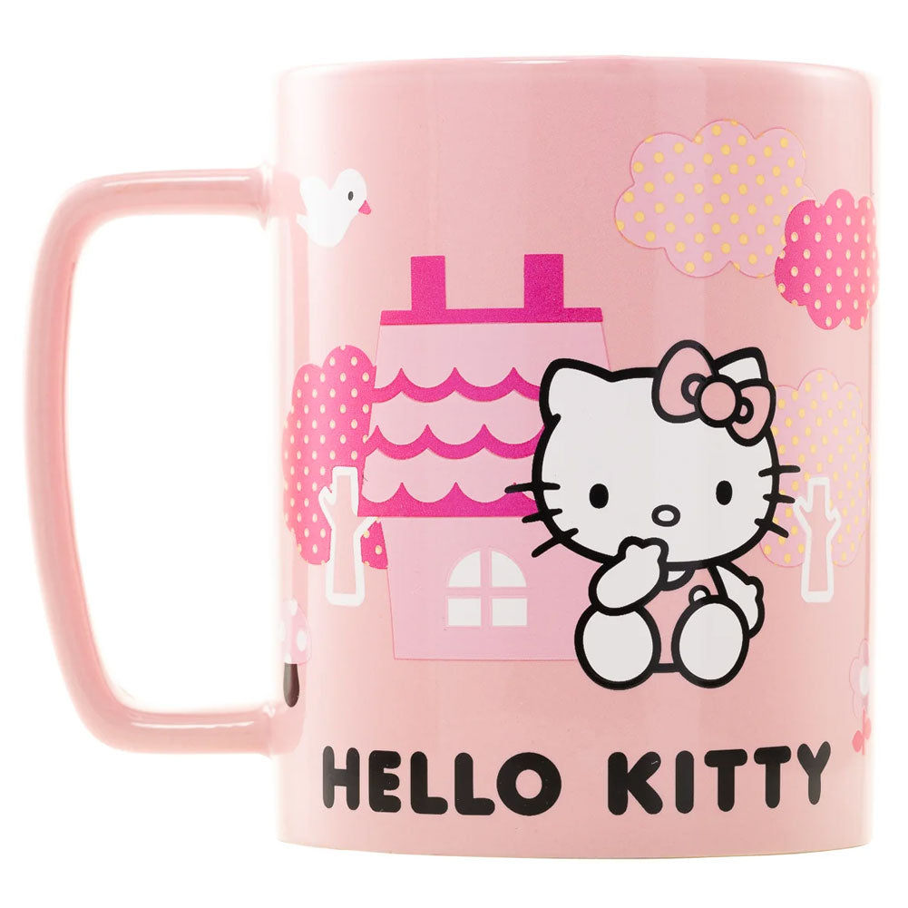 Adorable Hello Kitty Pastel Pink Fuzzy Mug with Removable Fluffy Cover