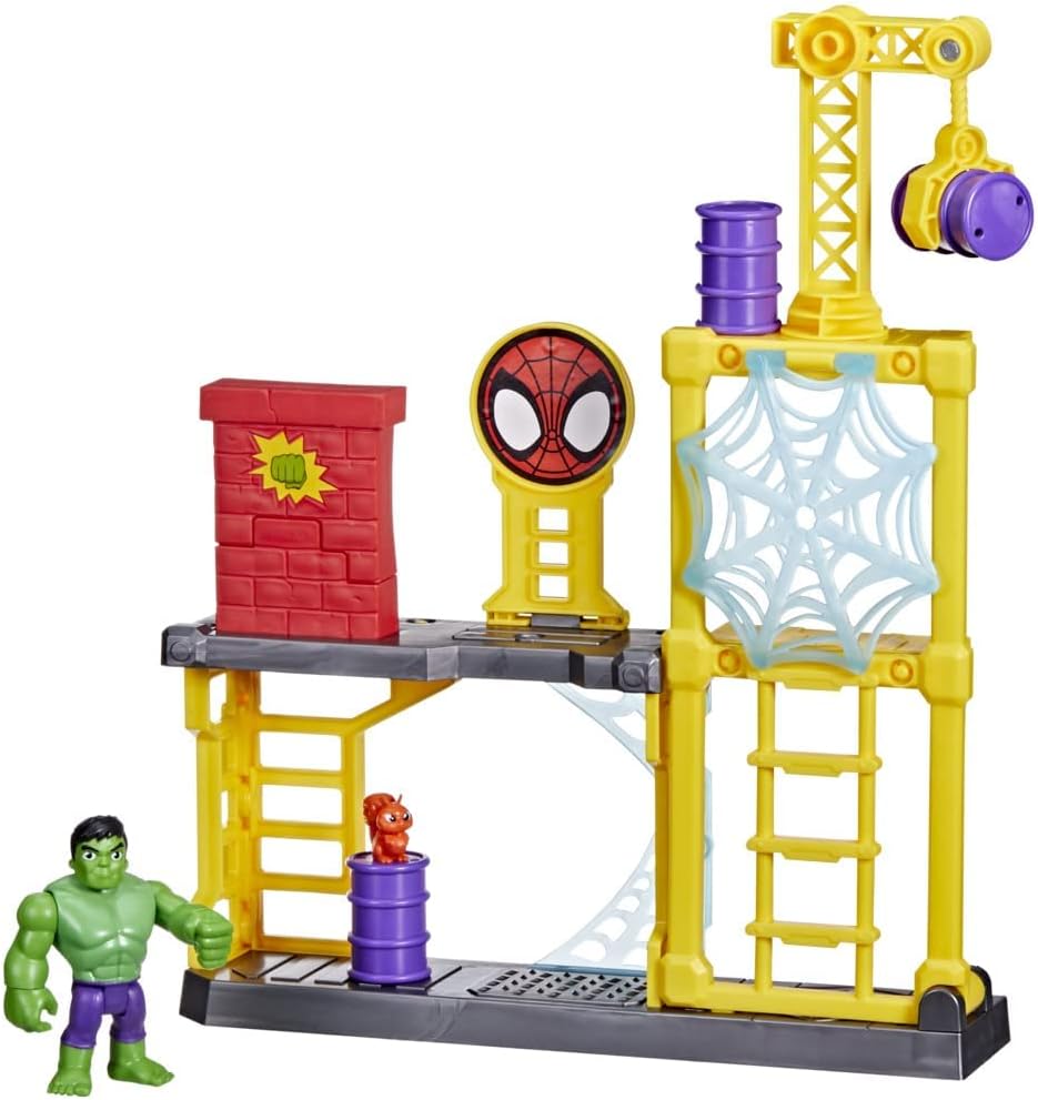 Marvel Spidey and His Amazing Friends-themed Hulk's Smash Yard Playset for Kids' Smash and Bash Fun