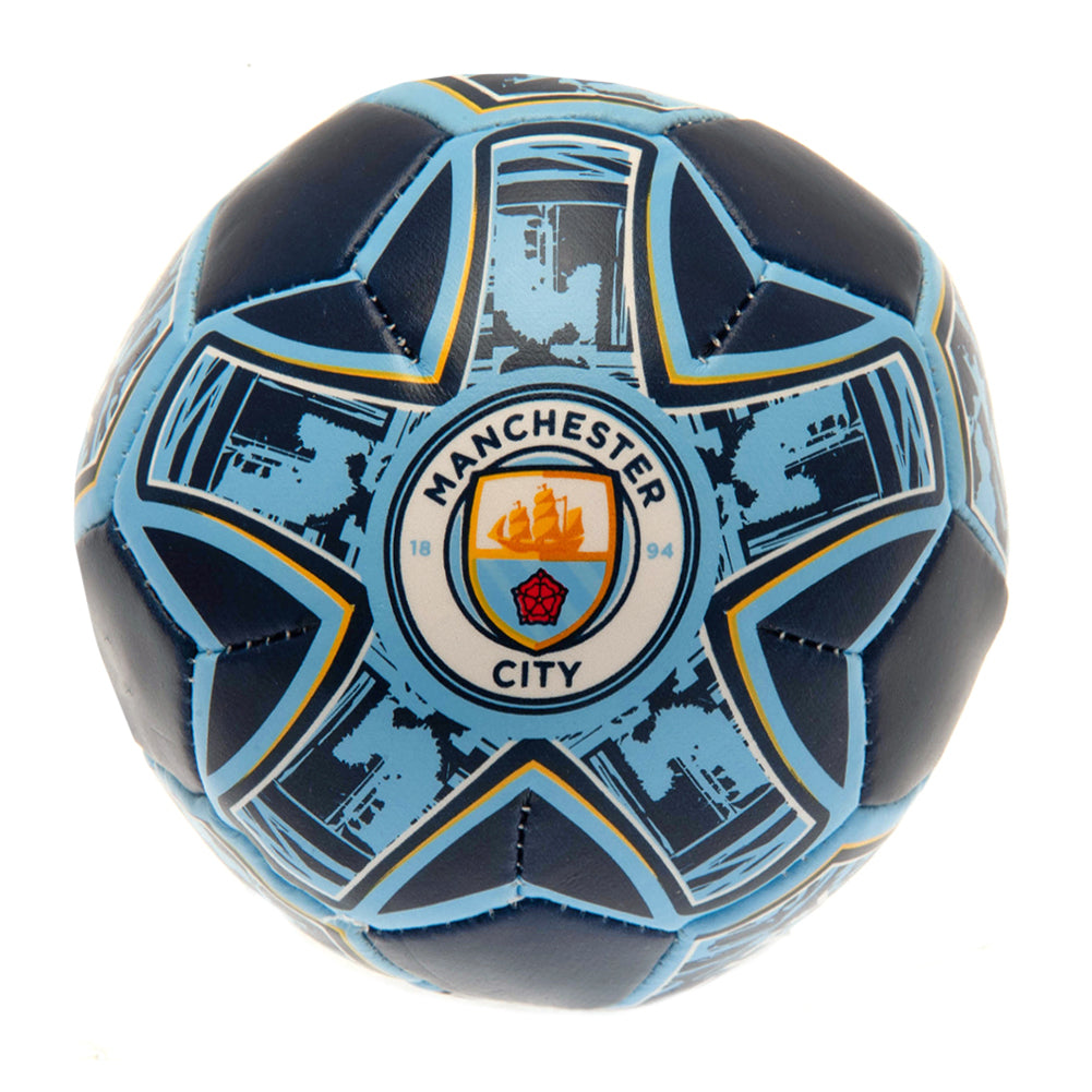 Manchester City Football Club 4-Inch Miniature Soft Practice Ball for Indoor Use