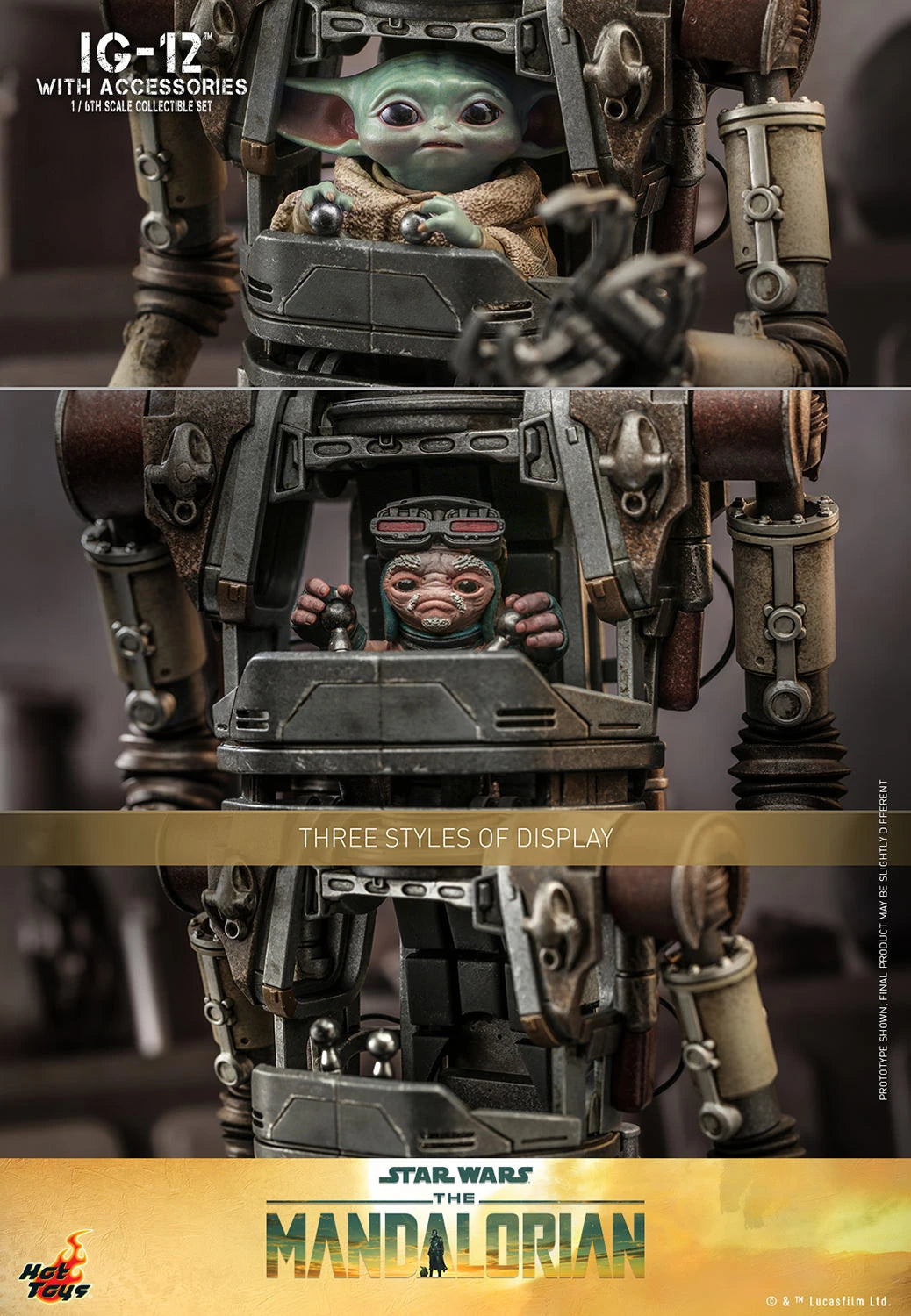 Hot Toys 1/6 Scale Mandalorian IG-12, Grogu & Accessories Collectible Set