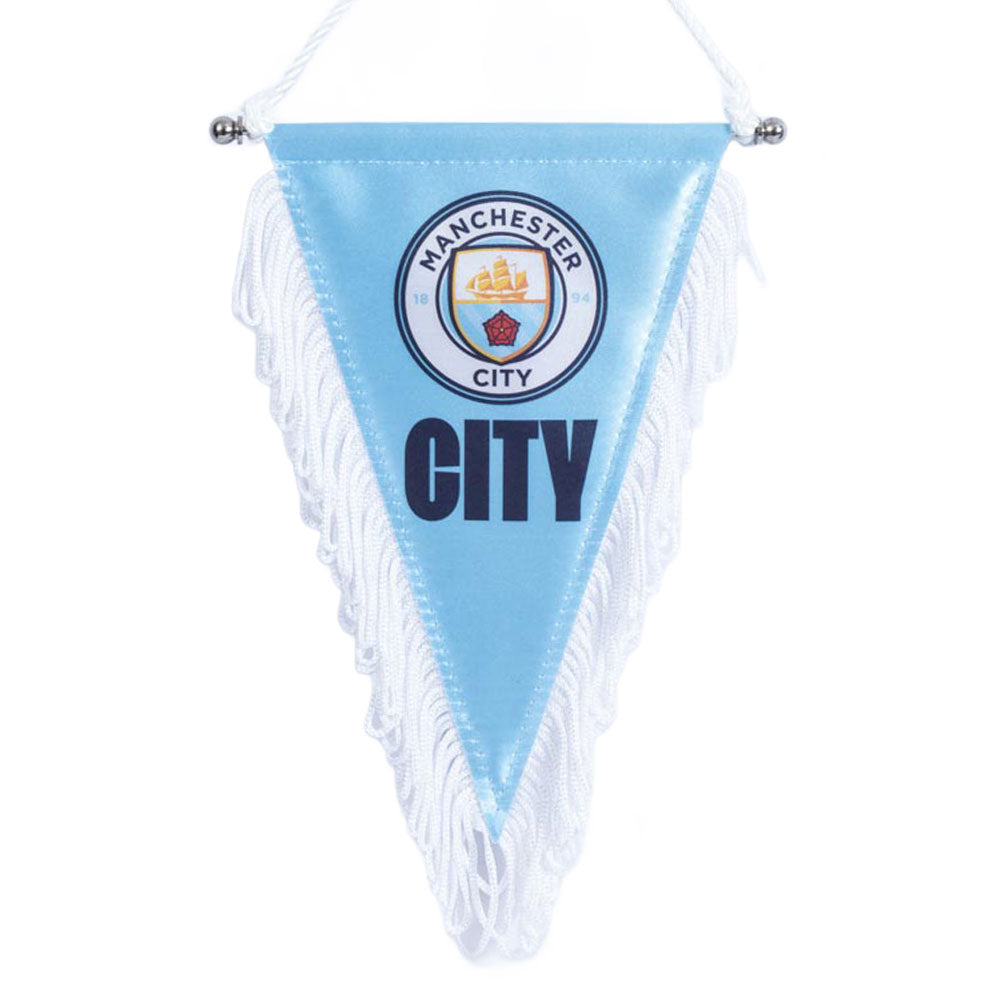 Sky Blue Manchester City FC Mini Triangular Pennant with Full - Color Crest