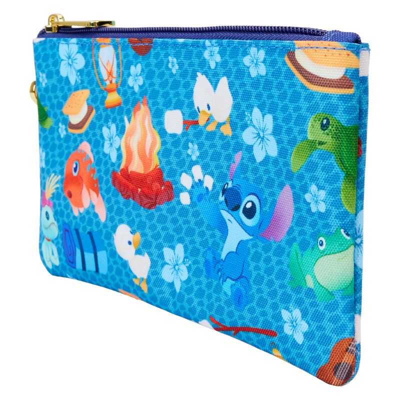 Loungefly Disney Stitch Camping Themed All - Over Print Nylon Wristlet