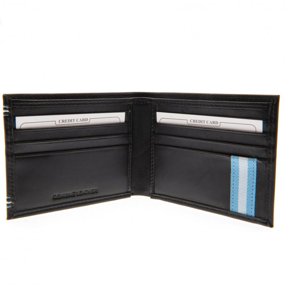 Sky Blue and White Stitched Manchester City FC Premium Leather Wallet
