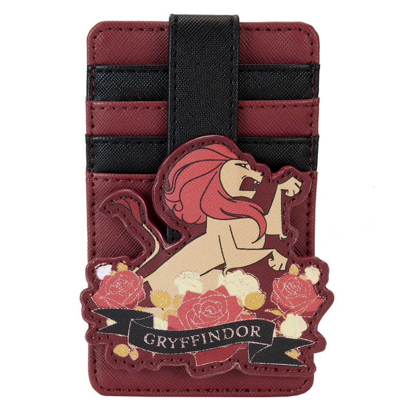 Loungefly Harry Potter Gryffindor Floral Lion Symbol Vegan Leather Card Holder