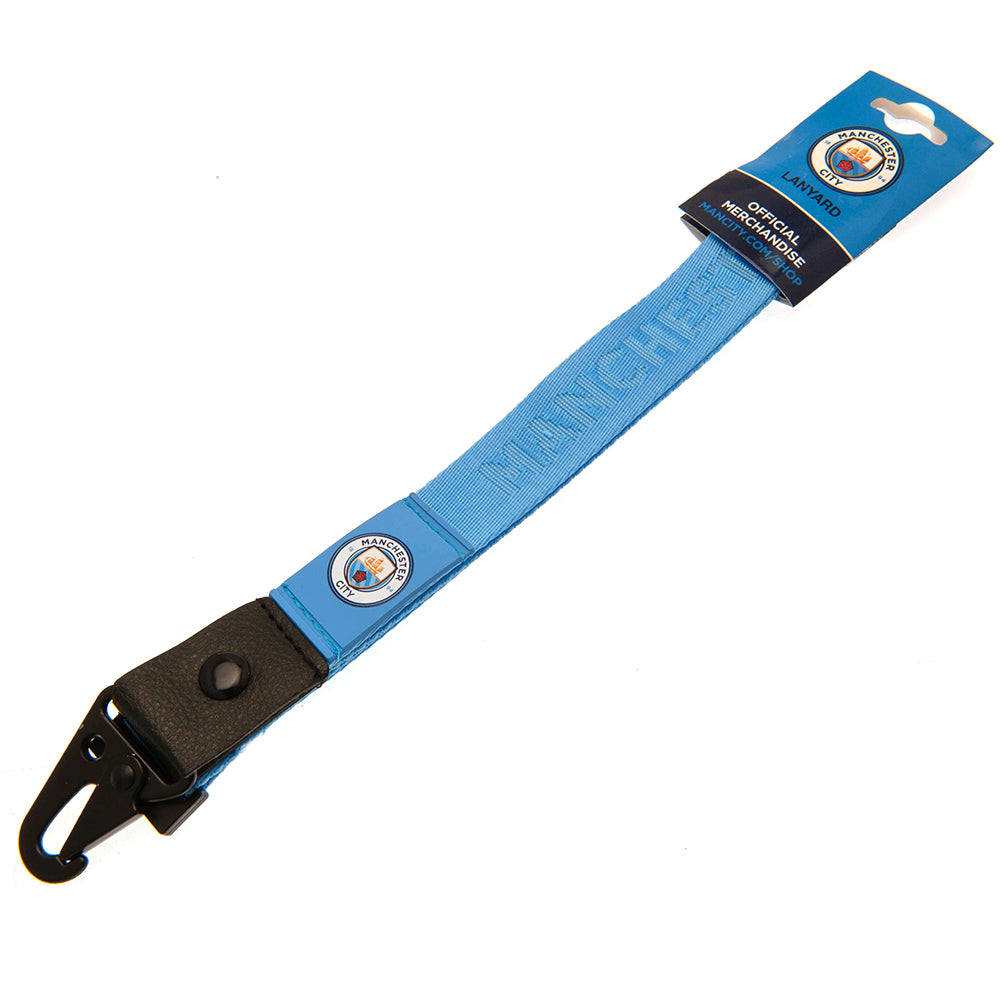 Deluxe Sky Blue Manchester City FC Nylon Lanyard for IDs and Keys