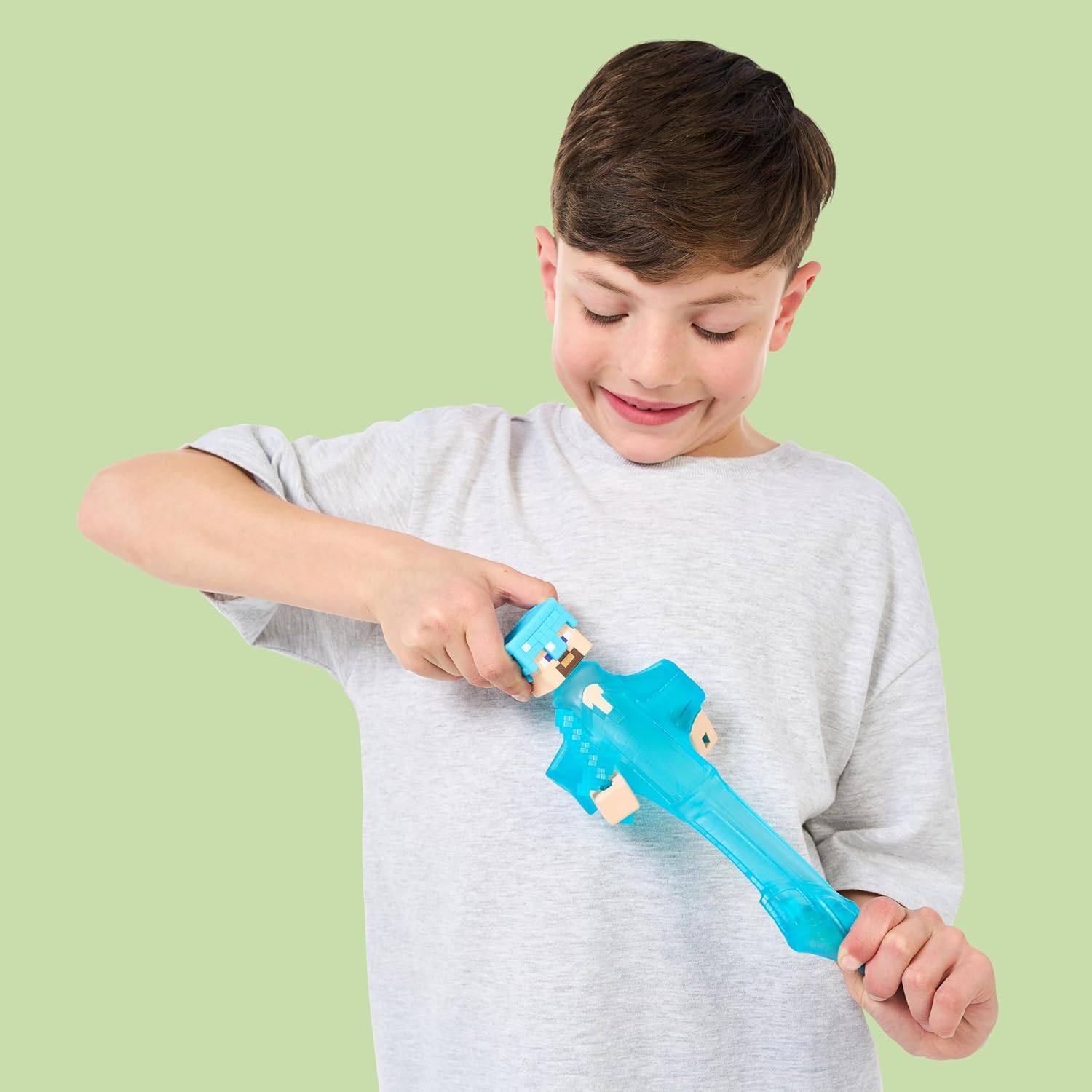Stretchy Heroes of Goo Jit Zu: Minecraft Steve with Diamond Armor & Sword