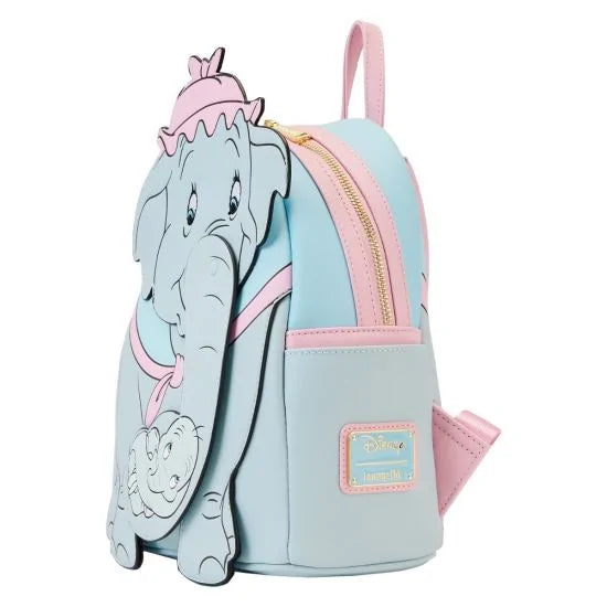 Loungefly Disney Mini Backpack Featuring Mrs. Jumbo Cradling Baby Dumbo in an Appliqued Trunk