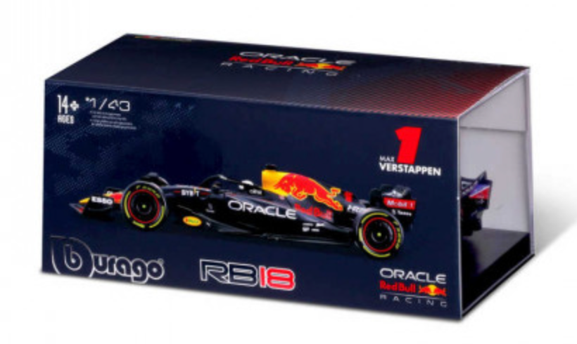 2022 Formula 1 Red Bull Racing RB18 Max Verstappen Official 1:43 Die - cast Model with Helmet