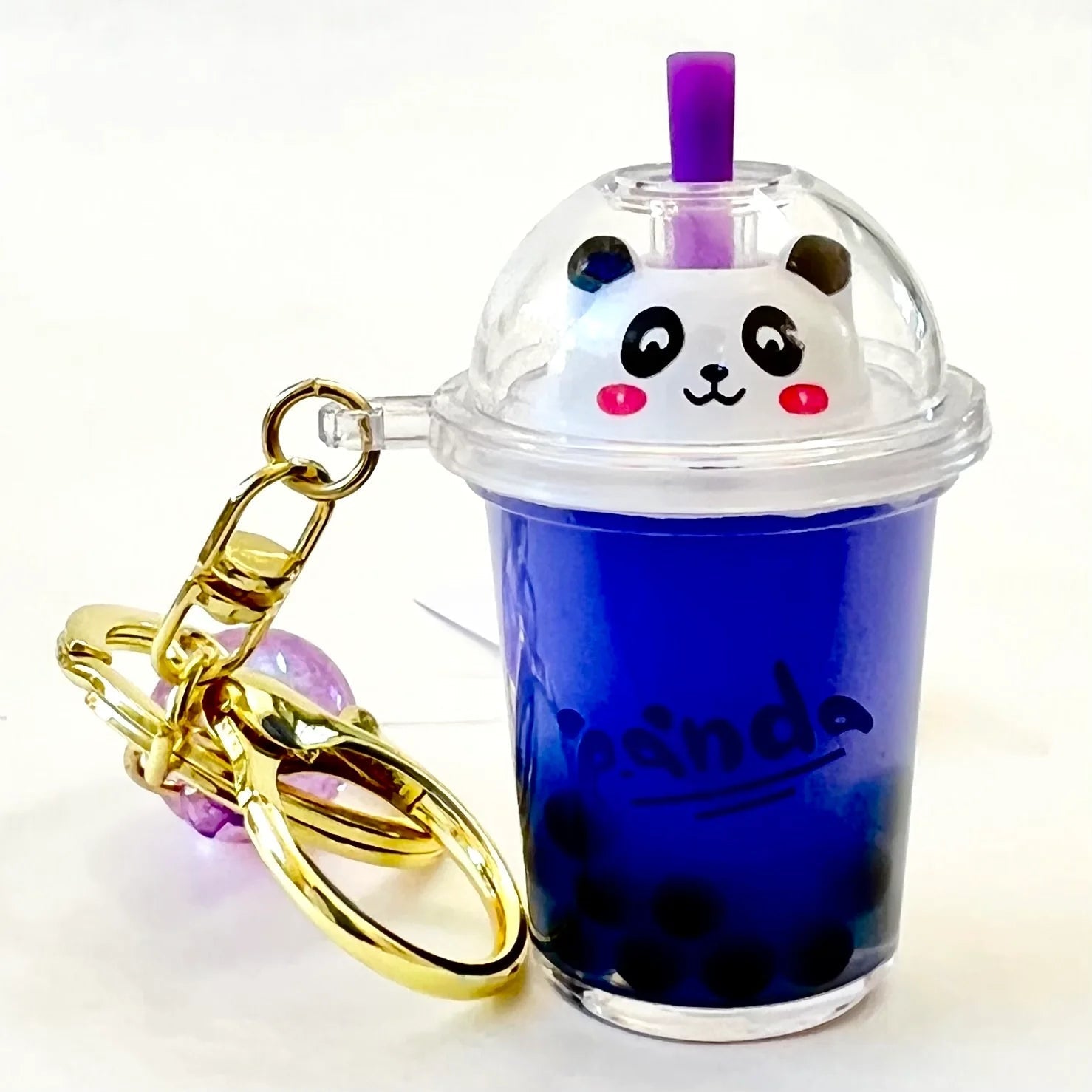 Cute Panda Boba Tea Themed Floaty Keychain Charm for Keys and Bags