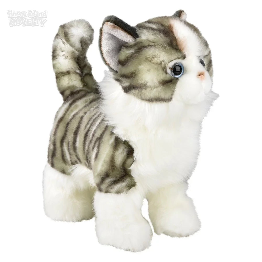 12-Inch Heirloom Plush Standing Tabby Cat Figurine