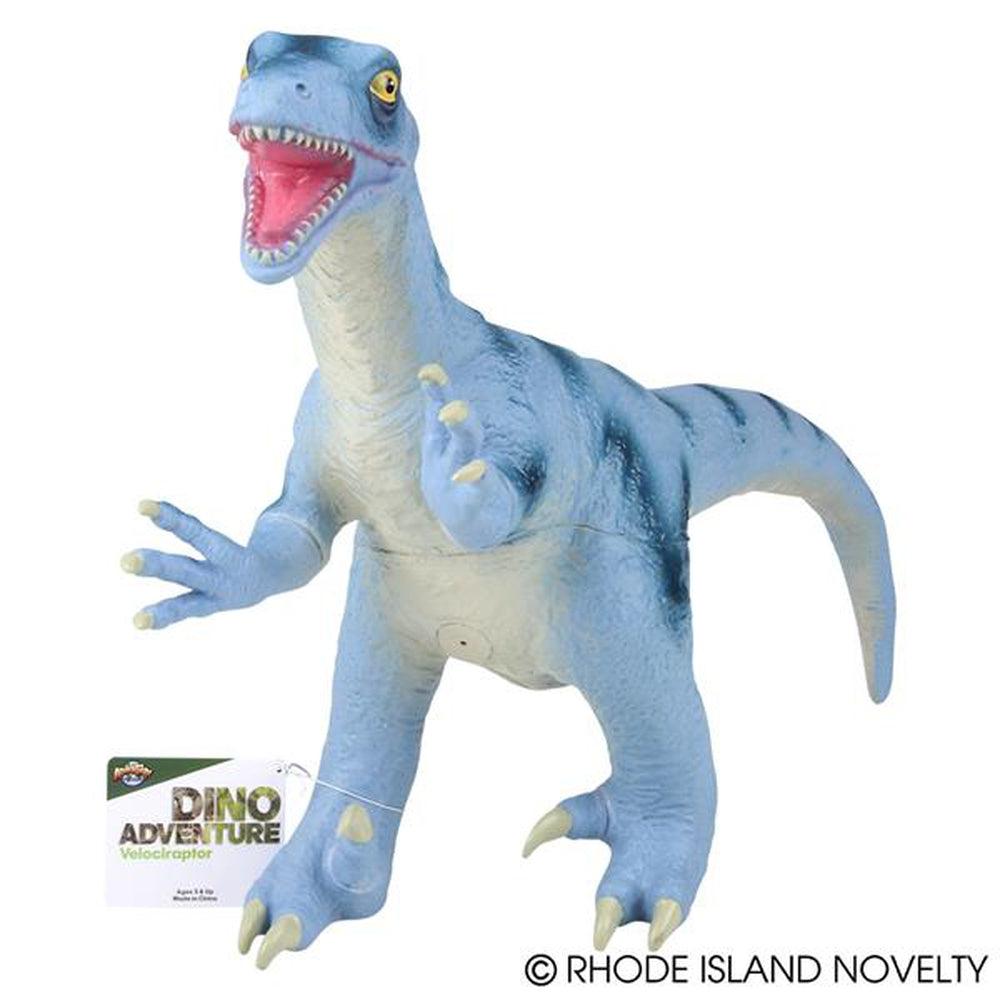 20-Inch Soft Blue-Striped Velociraptor for Prehistoric Enthusiasts