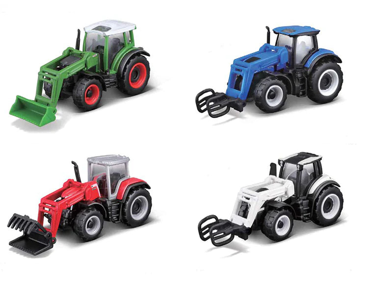 1:64 Scale Set of 3 Miniature Working Machines - Tractors and Front Loaders in Assorted Styles